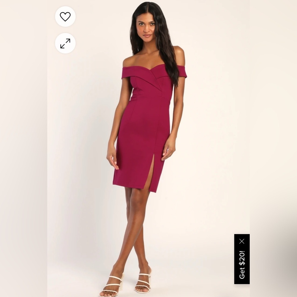 Lulu's Wine Off-Shoulder Mini Dress